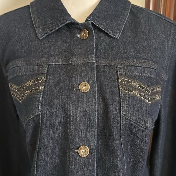 Chico's Outlet | Subtle Rhinestone Denim Jacket Size 2 (L, 12/14) NWT - Picture 2 of 7